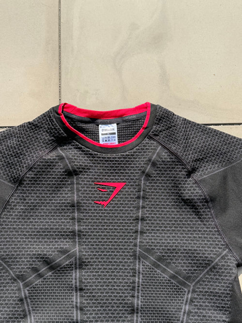 Gymshark Onyx V1 T-Shirt - Black/Onyx Grey/Carmine Red